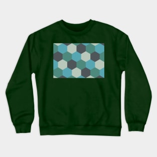 Dark and light green shades, hexagon geometric pattern Crewneck Sweatshirt